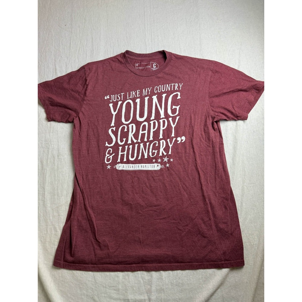 Hamilton Musical T-Shirt Men XL Red Young Scrappy Hungry Broadway Merch Souvenir